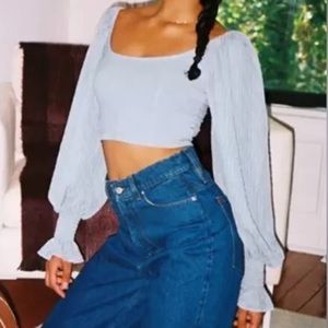 Urban Outfitters Cynthia Clip Dot-Sleeve (Long Sleeve) Crop Top